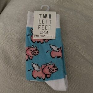 Two left feet sock co when pigs fly small feet Blue and Pink New
